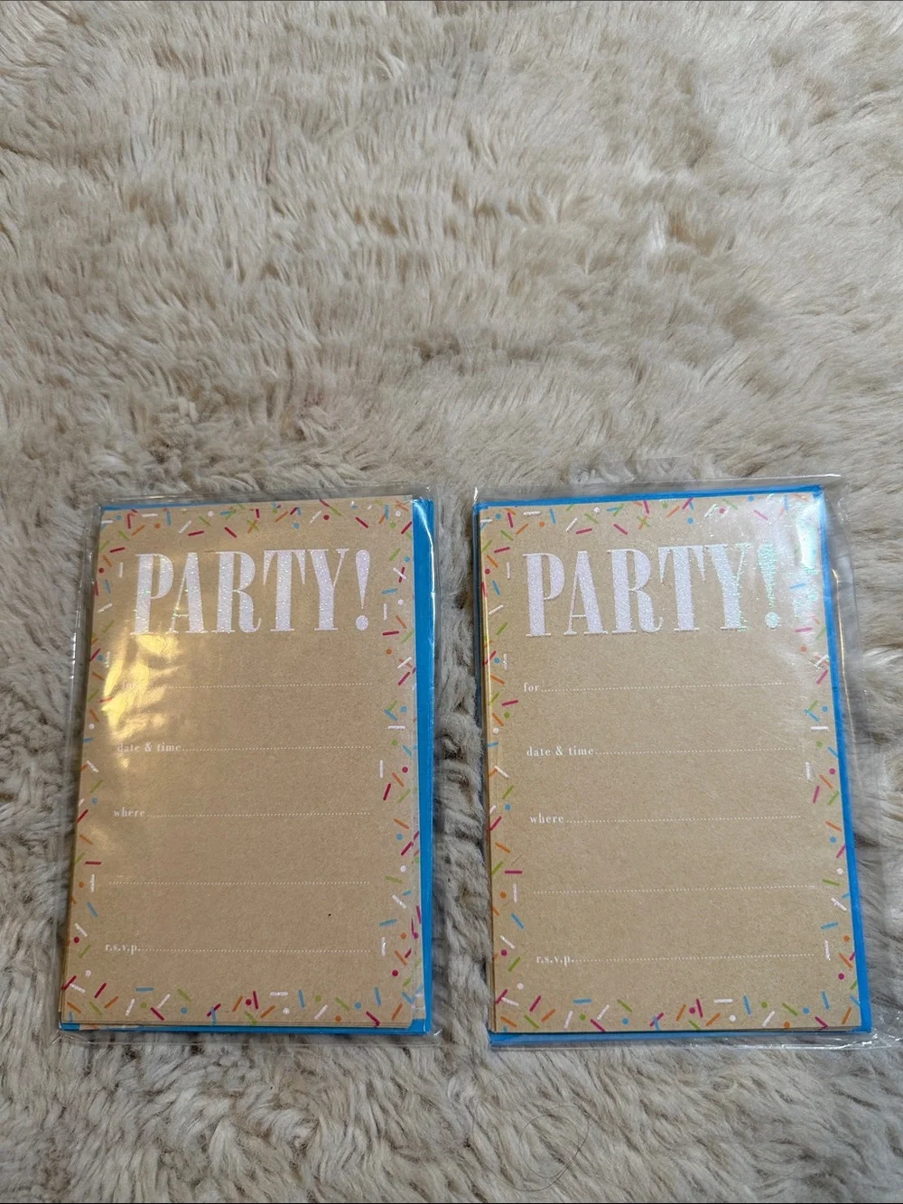 ✨American Greeting- Party! Kraft Invitation Cards with Sprinkles Border✨
